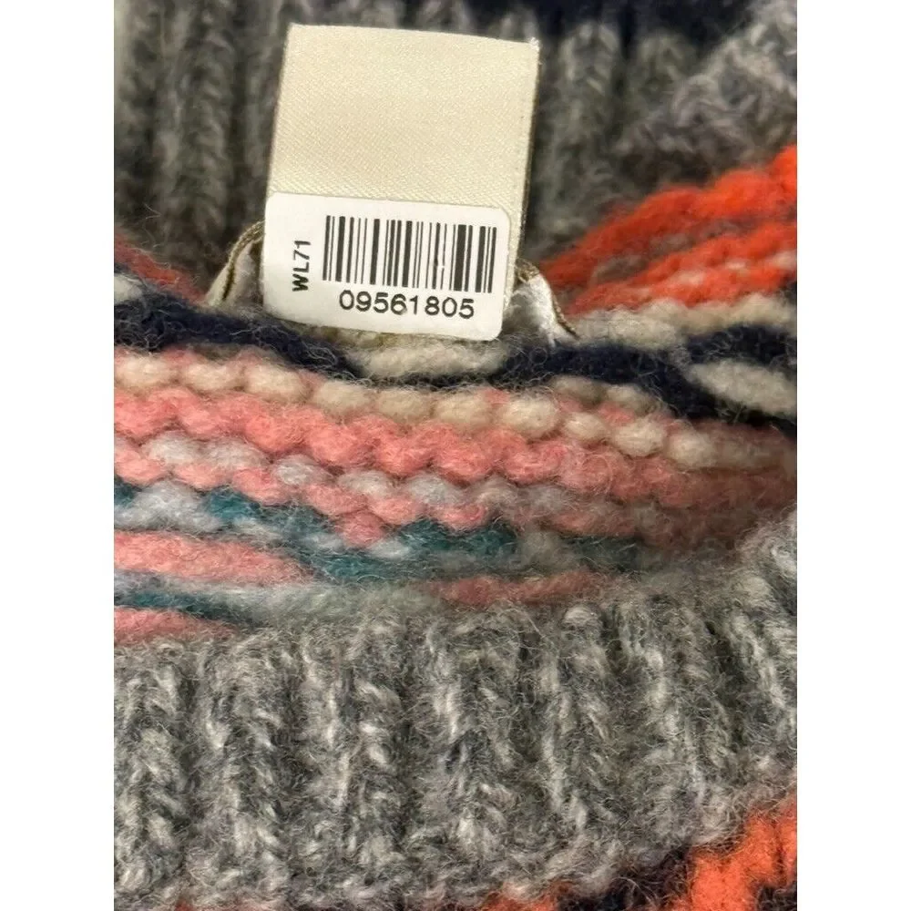 J.Crew Nordic Sweater‎ Lambswool Fair Isle Apres Ski Childrens XL Grey Orange